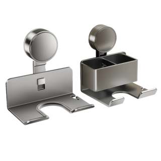 升級款 太空鋁 免打孔浴室收納掛架, 【BH386】吸盤吹風機架-槍灰, 1個