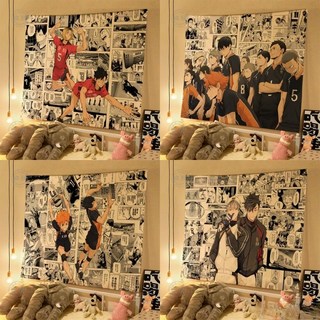 送燈串 安裝包排球少年掛布 二次元男女生掛布 居家裝飾 墻壁裝飾 臥室房間床頭裝飾布 動漫掛布 掛毯掛畫 房間佈置, EMT10,寬1米高0.7米送工具包