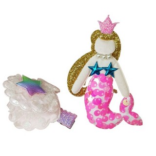 콩이네리본 인어조개 집게핀 핑크 어린이 헤어액세서리 포인트 머리핀