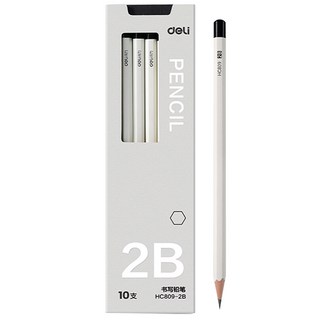 2B鉛筆 學生寫字練習鉛筆 HB考試用筆 六角鉛筆 電腦閱讀考試用筆 環保素描鉛筆 文具, 10個裝, 【六角杆】2B, 得力-六角杆【2B】1盒