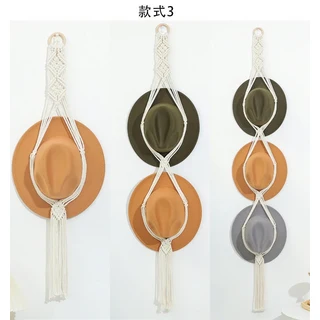 핸드메이드 북유럽 스타일 보호 코튼 행잉 모자 정리함 디스플레이 랙 캡 거치대 스카프 마크라메 태피스트, 02 Style C, 01 1 hat holder