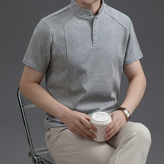 2026夏季新款男女POLO衫短袖情侶款T恤商務polo衫, 淺灰色