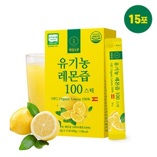 매일1분 유기농 레몬즙 NFC 원액 100% 스틱 레몬수, 15개, 20g