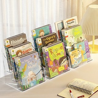 하이호프 책 표지가 잘보이는 책 정리함 3단 책꽂이, 투명