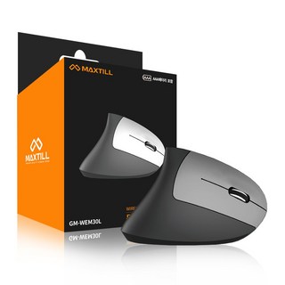 맥스틸 버티컬 무선 마우스, GM-WEM30L, 블랙 & 실버