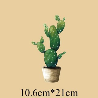 皮卡布 熱轉印貼紙 S-E16 仙人掌盆栽 熱熨燙貼 手工diy 熱轉印燙畫 燙畫貼 Thermal transfer, 1個, 可愛仙人掌(10.6x21cm)