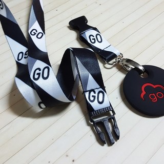GO 識別證掛繩 附可拆卸扣環與吊牌, 簡單黑掛帶, 1個