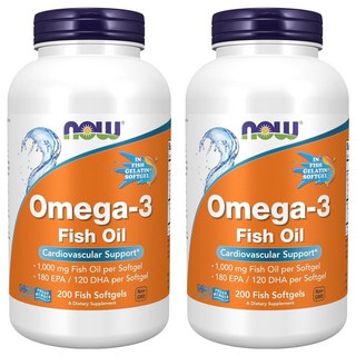 나우푸드 오메가 3 1000mg 피쉬 소프트젤, 200정, 2개