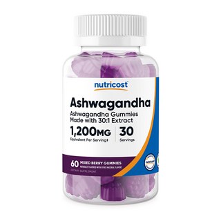 뉴트리코스트 아슈와간다 젤리 1200mg 60구미 1병, 30회분, 1개