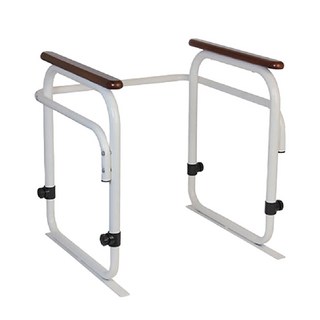 TacaoF 馬桶起身扶手 天然松木握把 6段高度調整 適用多數坐式馬桶 穩固輔助, 白色, 1個