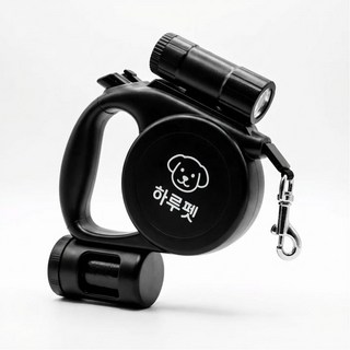 하루펫 반려동물 자동 꼬임방지 LED 멀티 리드줄, 검은색, 1개