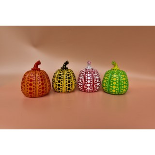 쿠사마야요이호박 호박 오브제 오렌지 빈티지 펌킨 장식품, 빨간 바탕 흰색 점 10x12cm A