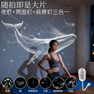 BOXLAMP 星空投影燈 滿天星空頂背景氛圍燈 藝術拍照網紅同款小夜燈, 1個, 【星空小夜燈+6片圖】拍照首選