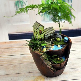 創意苔蘚微景觀生態瓶龍貓盆栽桌面辦公室DIY室綠植室內小植物pd, 深谷垂釣（全套送工具）, 1個