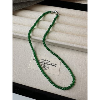 鴻利首飾廠 國風新中式綠色瑪瑙串珠項鏈 複古輕奢高級感鎖骨鏈 氣質百搭項鍊