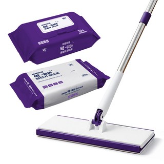 노터치 밀대걸레세트 대형 자동 딸깍 청소기 핸디 일회용 청소포용 밀대걸레 바닥 청소 밀대 걸레 원터치 분리 막대걸레 청소포 세트 극세사 밀대 정전기포 걸래, 1개