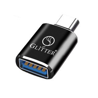 GliTTER GT-2590 USB轉TYPE-C轉接頭 快充支援 高速傳輸, 1個, 黑色