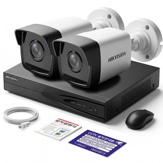 세계1위 하이크비전 800만화소 IP 카메라 녹화기 풀세트 4K PoE 지원 HDD 포함, 실외카메라 2대, HDD 1TB, 1개