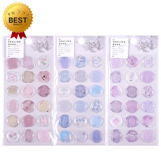 더공감 청첩장 스티커 웨딩 입체 실링 스탬프 스티커 세트, 54p, 클리어핑크 세트