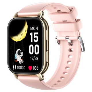 WAPIK 블루투스 통화/메시지 알림 스마트워치 P5S 운동측정 1.85인치, 골드, 4.7cm, GPS + 블루투스