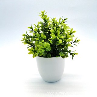【A 優選】仿真植物盆栽 仿真綠植 辦公室桌面裝飾 迷你北歐小清新假盆栽, 桃葉小盆栽, 1個
