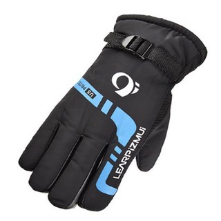 騎行手套 冬季男保暖防寒防風防水加厚加絨摩托, 保暖手套-黑藍色-1雙裝