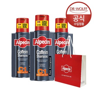 [공식] 알페신 카페인 샴푸 C1 (모발 강화) 375ml + 쇼핑백 증정, 3개