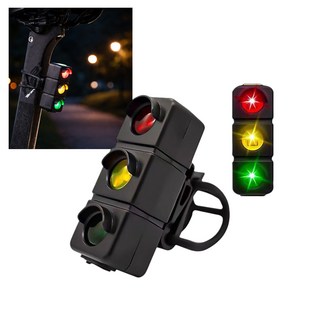 LED自行車燈 紅綠燈造型 7種模式USB充電高亮度 單車前燈尾燈 腳踏車安全警示燈, 1個