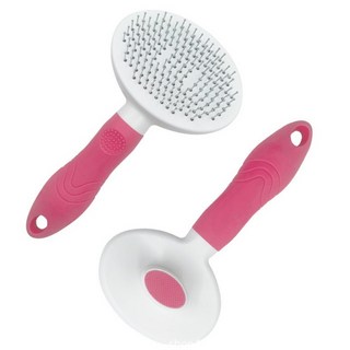 원터치 강아지 고양이 빗 브러쉬 반려동물 엉킨털 죽은털 제거, 핑크, 1개