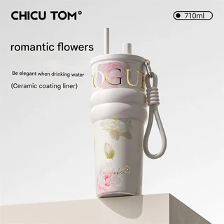 남녀공용 신형 고급 보온병 대용량 세라믹 라이너 빨대컵 차량용 아이스커피 동일, 01 701-800ml, 04 duose