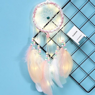 羽鈴花 捕夢網 50款捕夢網專區 補夢網 牆壁掛飾 房間佈置 生日禮物 掛飾露營佈置韓國, 羽鈴花捕夢網＋燈串