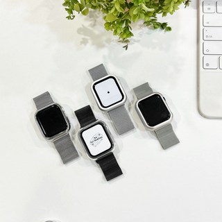 밀레니즈 갤럭시워치 애플워치 스테인리스 스트랩 밴드 전기종 호환, 실버, 1개