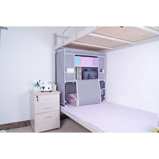 宿舍床上衣柜大學生上下鋪床頭柜儲物收納架收納柜布衣柜宿舍收纳袋学生寢室收納居家收納宿舍收納盒掛籃宿舍置物, 直立式灰大號, 1個