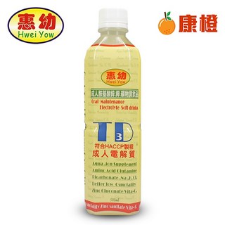 惠幼 成人電解質 成人電TD3飲品 (500ml/瓶) - 運動後迅速補水，低鈉清爽無負擔, 1個