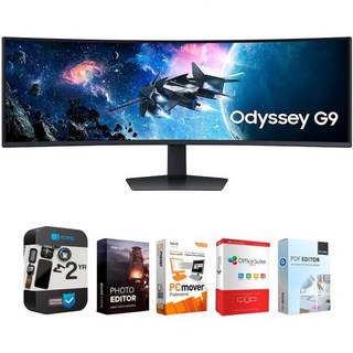49 오디세이 G9 G95C DQHD 240Hz 디스플레이 HDR 1000 곡선 게이밍 모니터 번들 Tech Smart USA Elite Suite 18 표준 편집 소프트웨어, 49 Inch, Odyssey G9