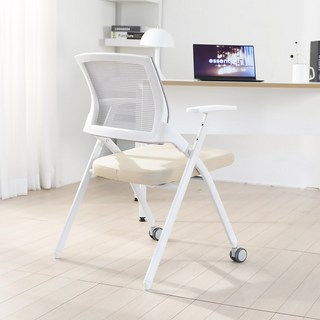 린백토리 LTY100S 학생 바퀴없는 허리 편한 공부 책상 사무실 회의실 접이식 메쉬 의자, 베이지 1개