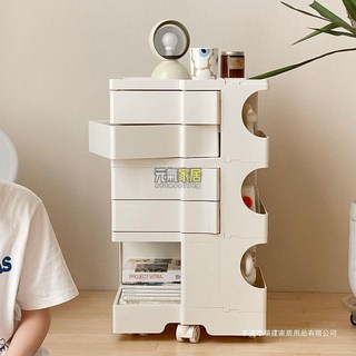 推車收納櫃可移動化妝品置物櫃北歐ins風臥室床頭儲物櫃, 孜然色【同色輪】,2層【0抽屜/整裝發】, 1個