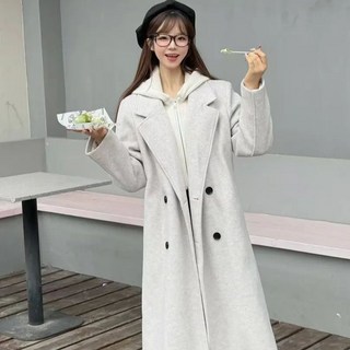 패션고리 여성 카라넥 캐주얼 데일리 모직 롱 코트 HQ123