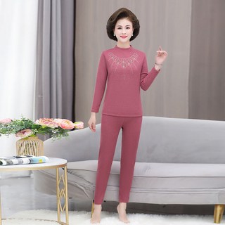 保暖內衣女加厚加絨一套冬季上衣打底中年阿嫲老年人秋衣秋褲套裝