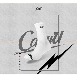 Caryu 運動襪 中筒 籃球襪 戰術性運動襪, 1個, 訓練襪-黑襪白標