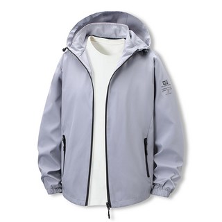 男裝拉鏈口袋休閑連帽夾克外套