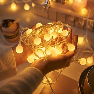 SASAKO 감성캠핑 LED 줄조명 앵두전구 크리스마스 장식등 파티라이트 정원 카페 야외조명 크리스마스조명 방수 줄조명 USB/배터리 양용형, 1개, 작은 공 (10m 80구)