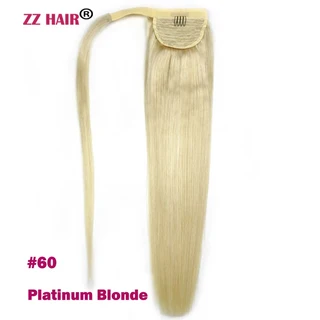 ZZHAIR 100 인모 연장 매직 랩 어라운드 포니테일 클립 기계 레미 말꼬리 스트레이트 제작 16 인치 26, 03 22inches 100g, 01  = 30, 15 60