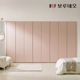 보루네오 붙박이장 히든그루브 무몰딩 여닫이 240~390cm 8자 9자 10자 11자 12자 13자 E0등급, 300cm, 로투스핑크