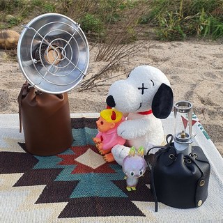 이소가스 230g 전용 워머 가죽 감성캠핑, 블랙, 1개