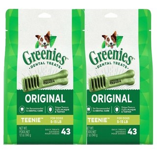 [사은품배변봉투증정] 그리니즈 덴탈껌 오리지널, 티니 오리지널, 340g, 2개