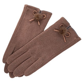 機車手套 防風禦寒絨毛冬季觸控手套 紅棕色/一雙, 保暖手套 紅棕色/一雙