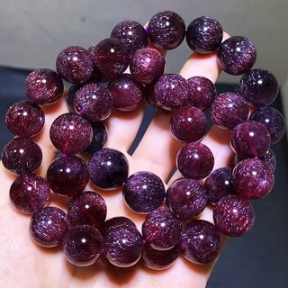 紫南宮 過爐 天然紅超七手鏈 爆款紫極光23男女款骨幹水晶手串, 卡14mm