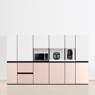 (단독특가) 보루네오 엘리브 Bespoke 홈카페 광폭 주방 수납장 다용도 렌지대 기사님 방문설치, 광폭 렌지대 600 주방수납장, 핑크크림_bk129-1