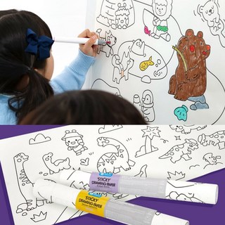 접착식 컬러링 색칠놀이 롤페이퍼 동물 교육효과 창의력